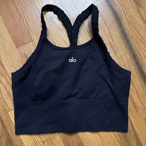 Alo Black Ribbed Seamless Tank sz L
